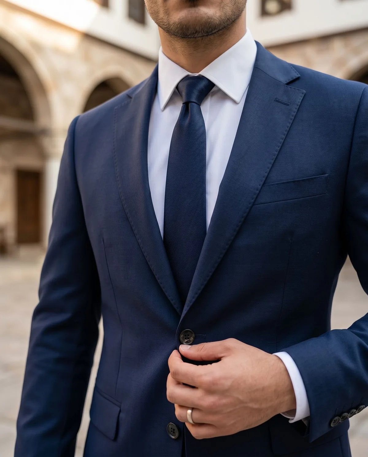 Navy Slim Fit Suit - 4