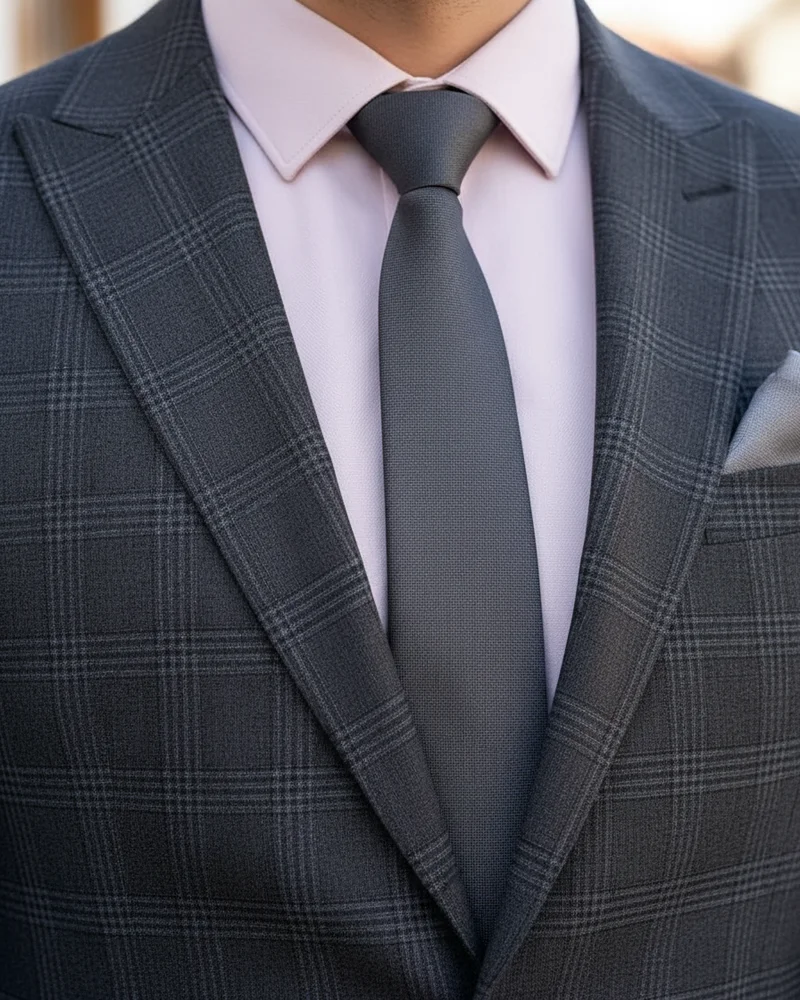 Charcoal Check Suit — Pink Shirt - 2