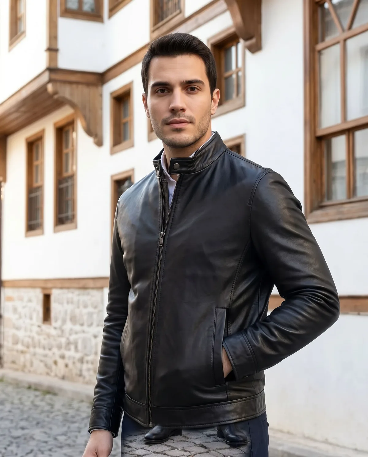 Black Genuine Leather Jacket - 5