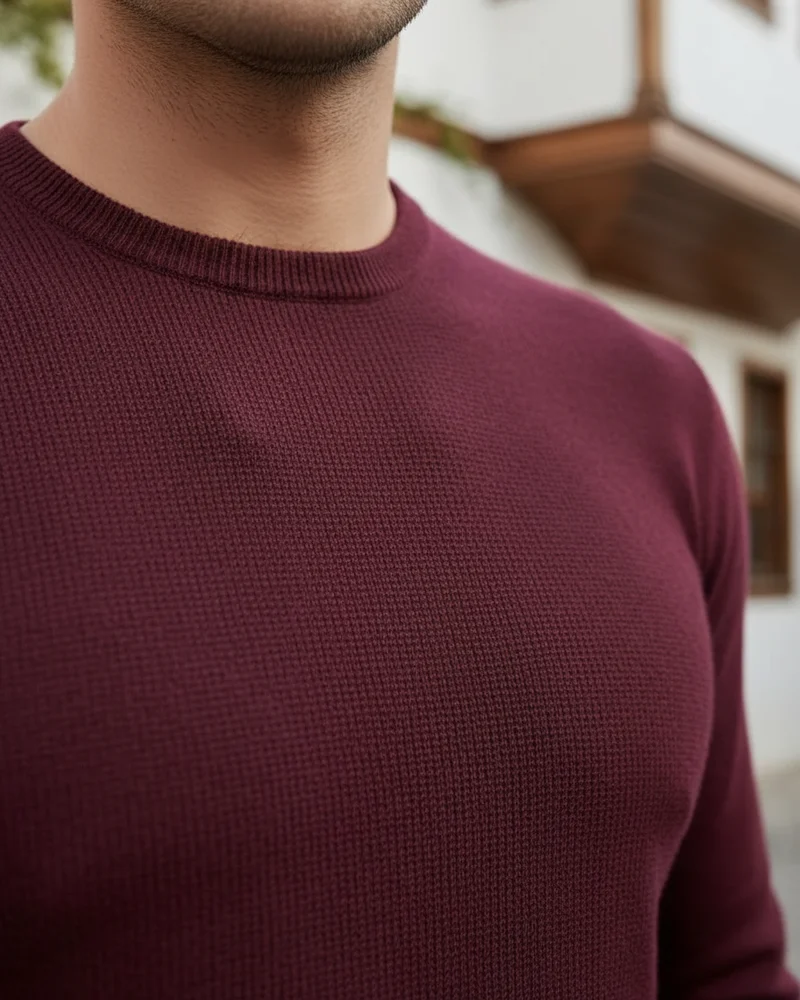 Burgundy Crew-Neck Sweater - 2