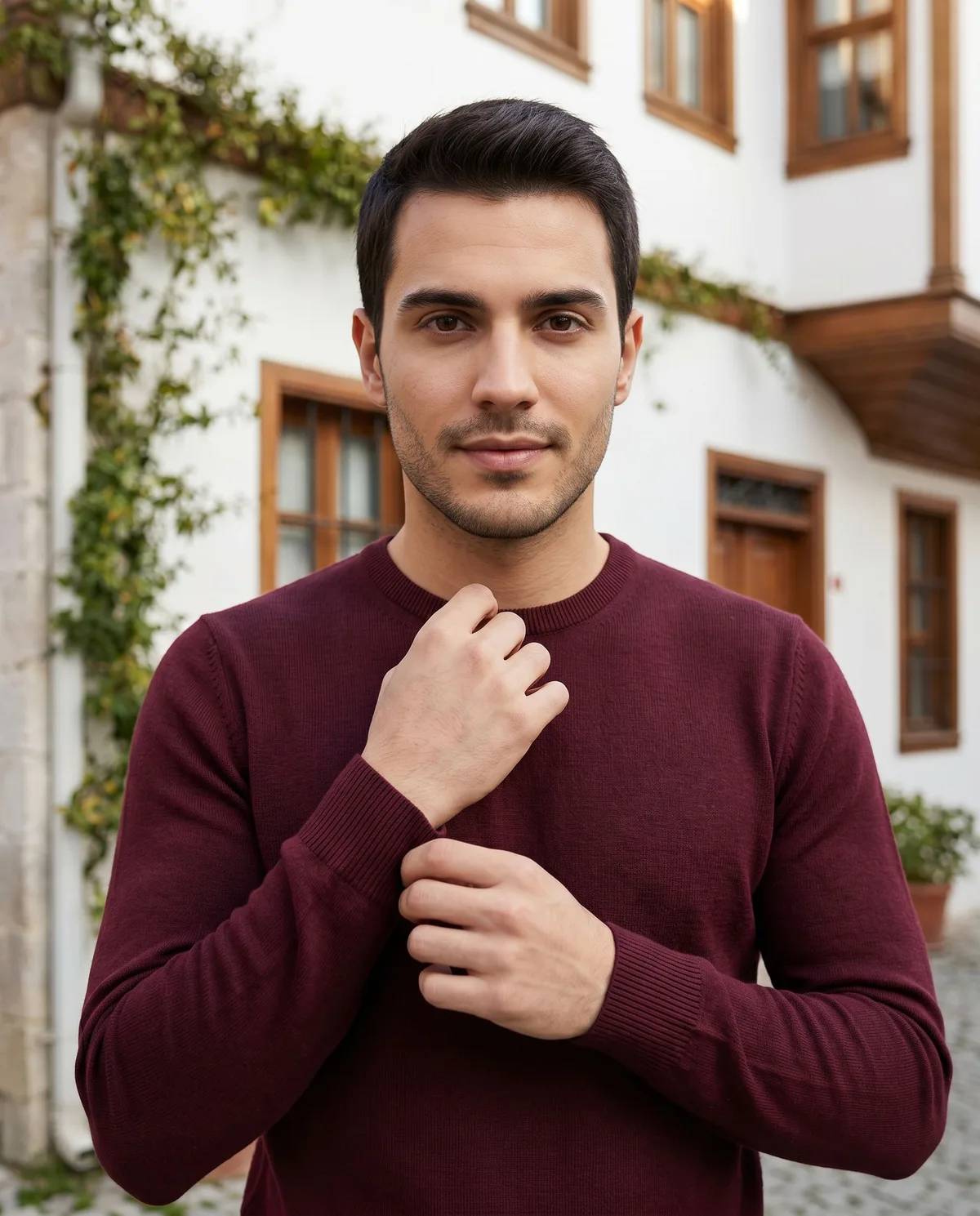 Burgundy Crew-Neck Sweater - 3