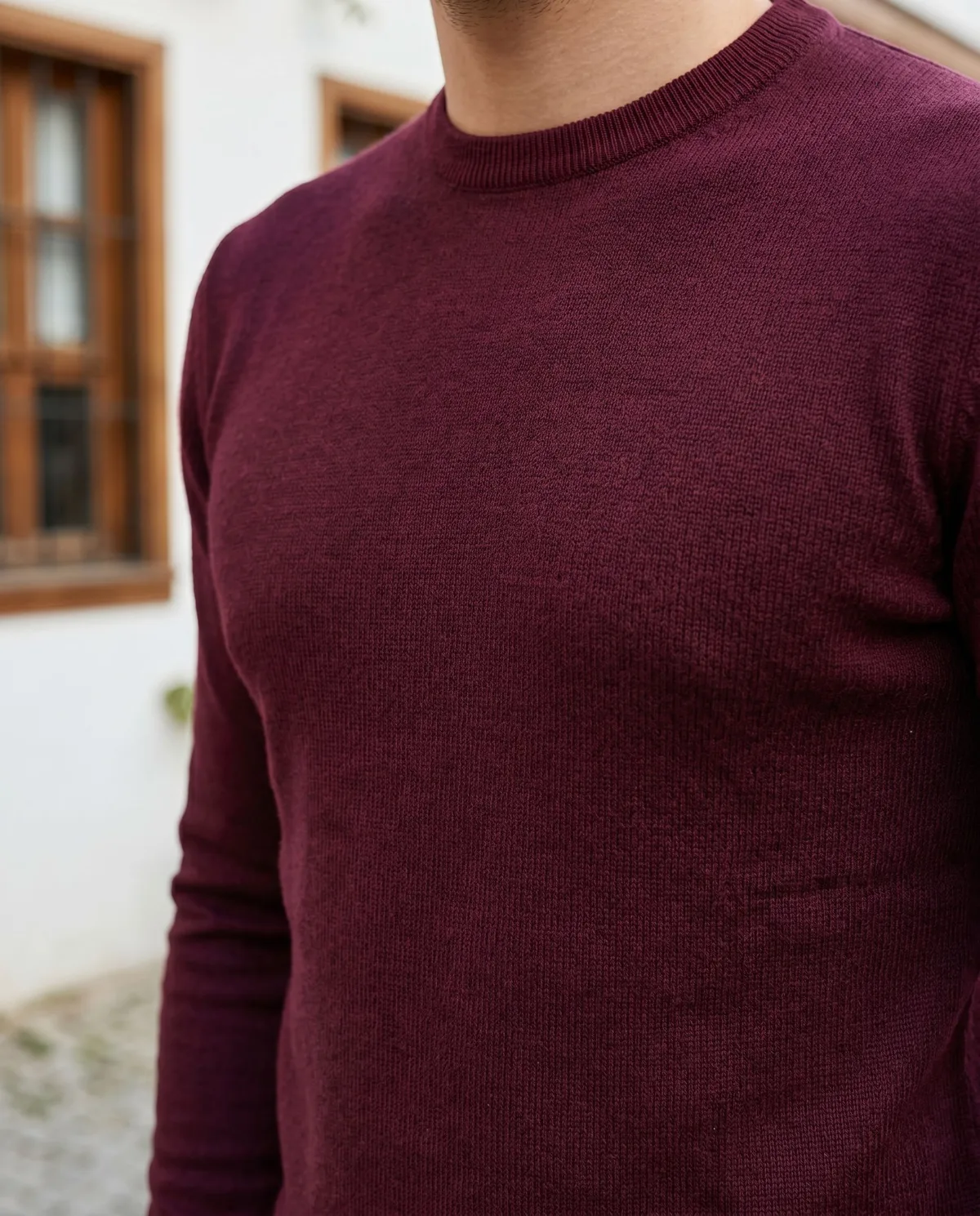 Burgundy Crew-Neck Sweater - 4
