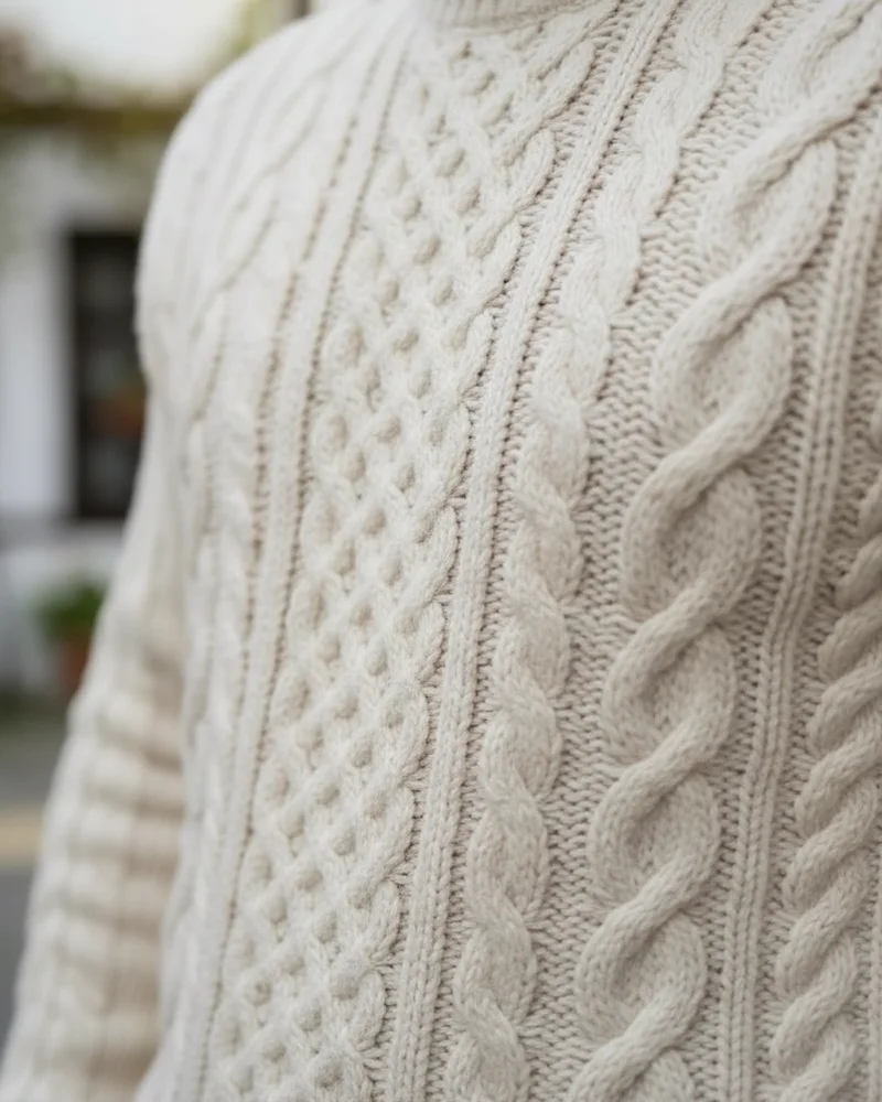 Cream Cable-Knit Sweater - 2