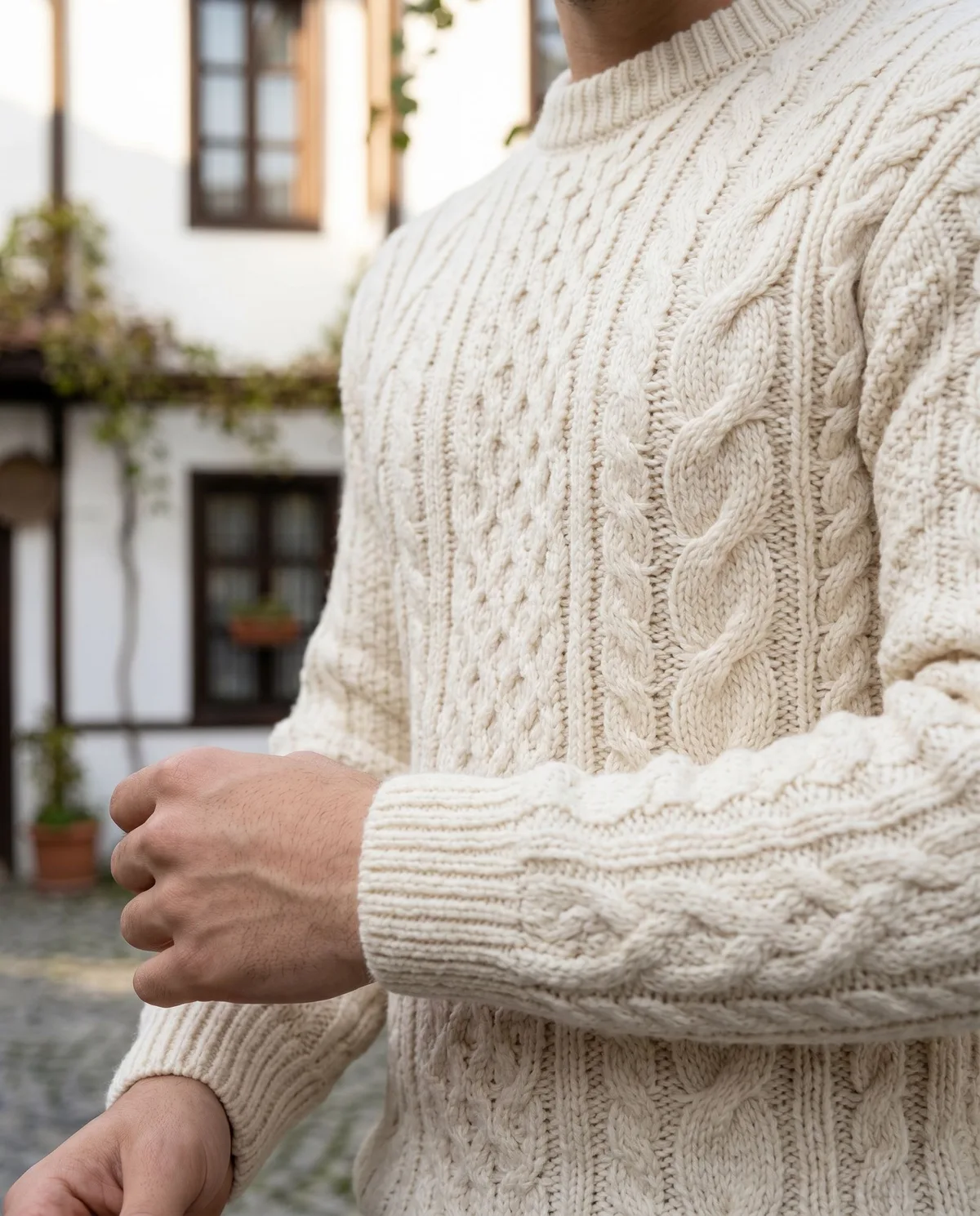 Cream Cable-Knit Sweater - 4