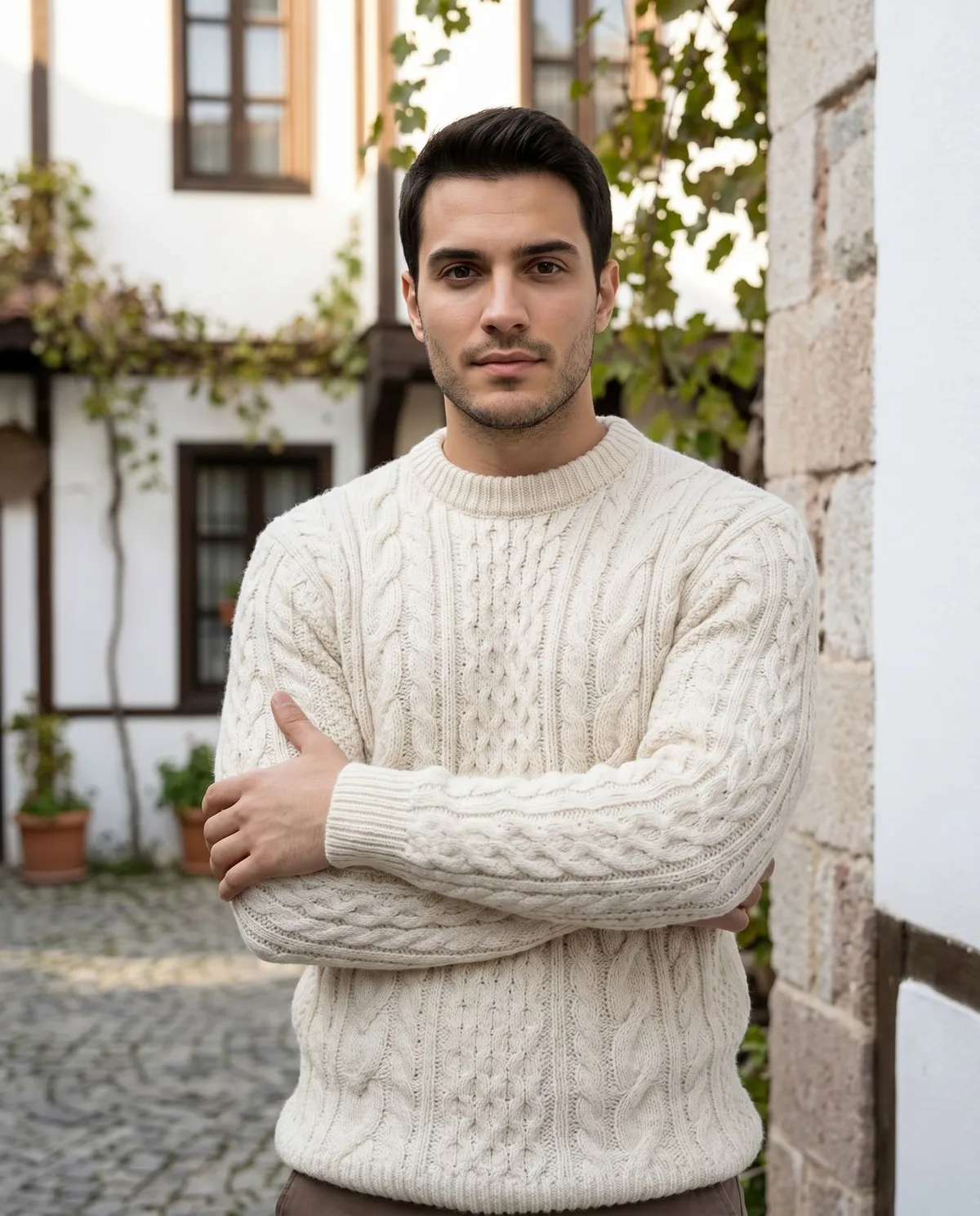 Cream Cable-Knit Sweater - 5