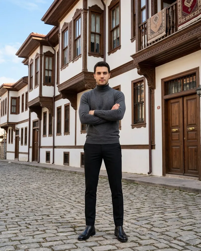 Charcoal Turtleneck Sweater - SAVAS