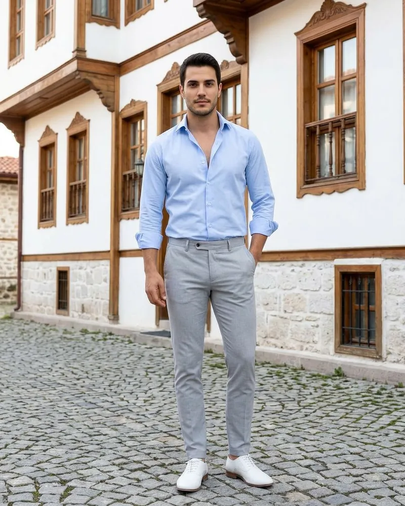 Light Blue Poplin Shirt - SAVAS