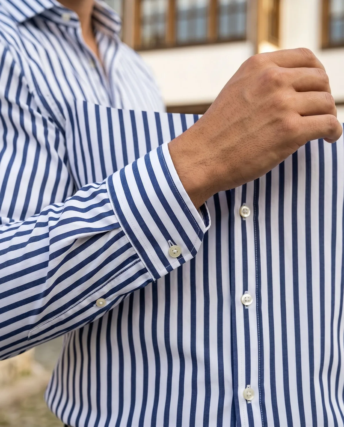 White-Navy Striped Shirt - 4