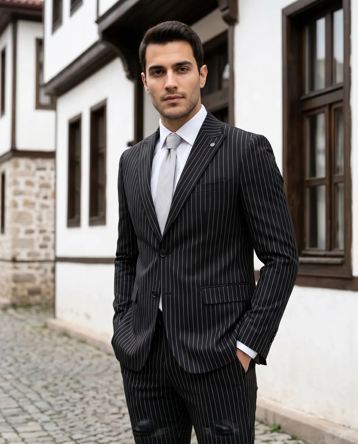 Black Pinstripe Suit - 5