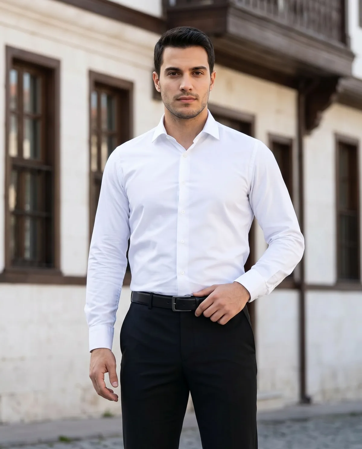 Black Slim Fit Dress Trousers - 3