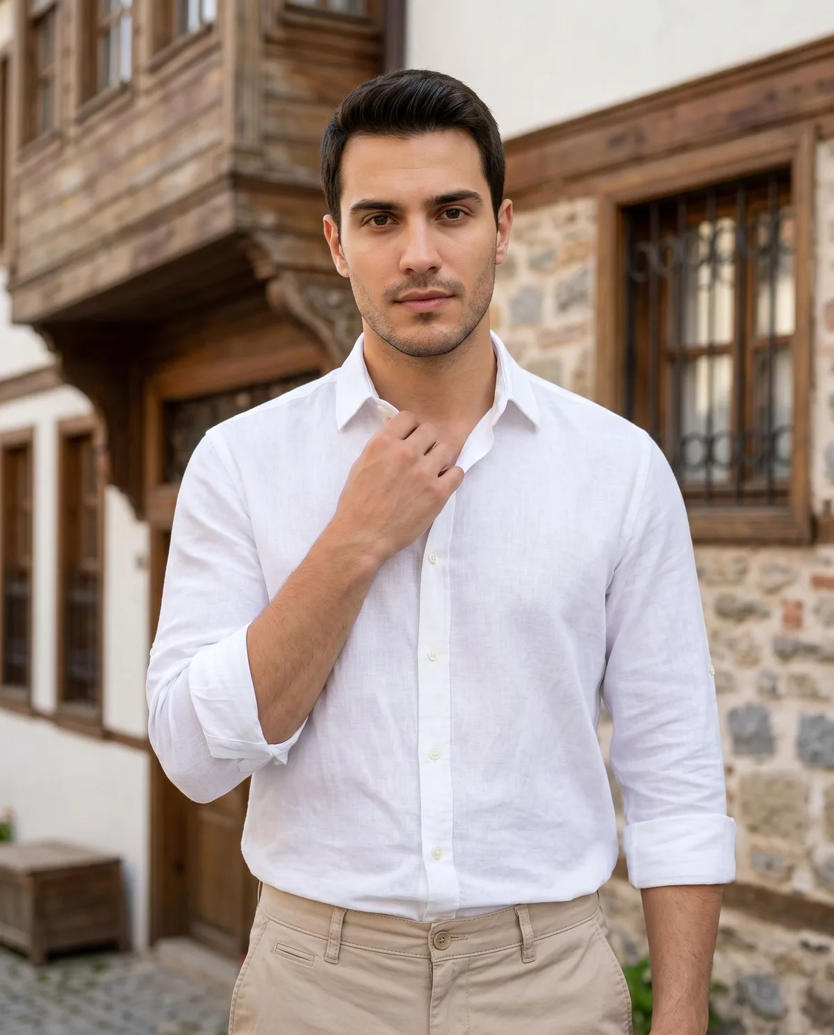 Beige Slim Chinos - 3