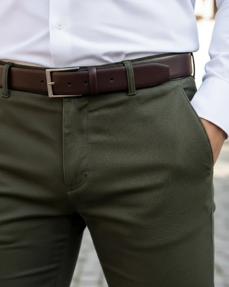 Dark Green Slim Trousers - 2