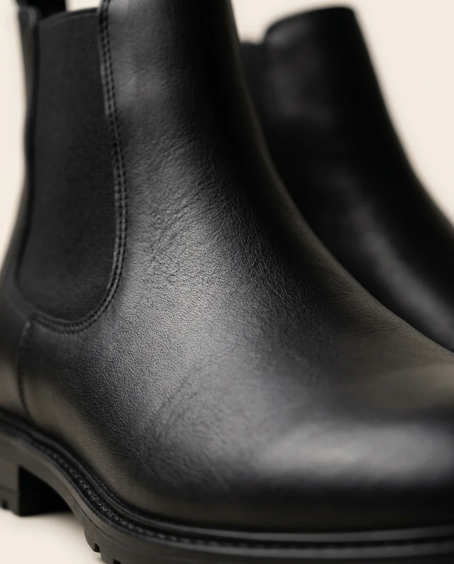Black Genuine Leather Boots - 2