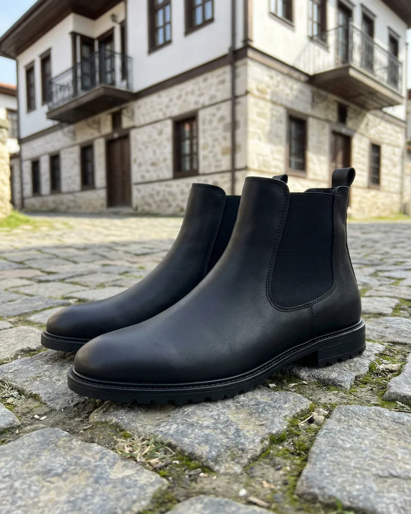 Black Genuine Leather Boots - SAVAS