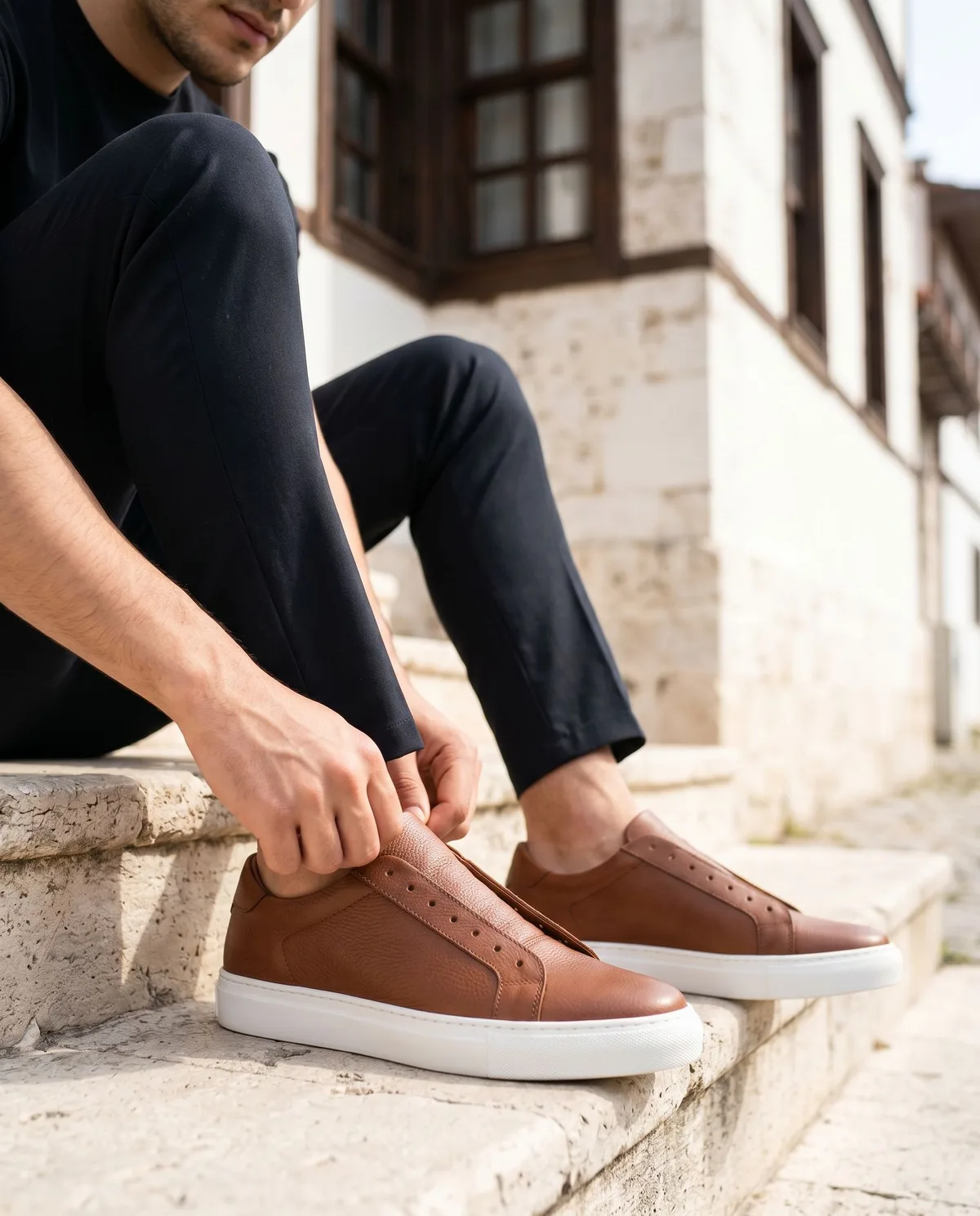 Brown Leather Sneakers - 4