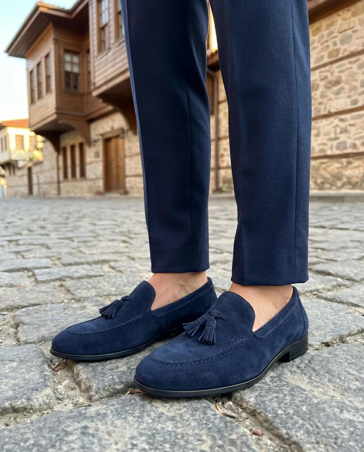 Navy Suede Loafers - 3