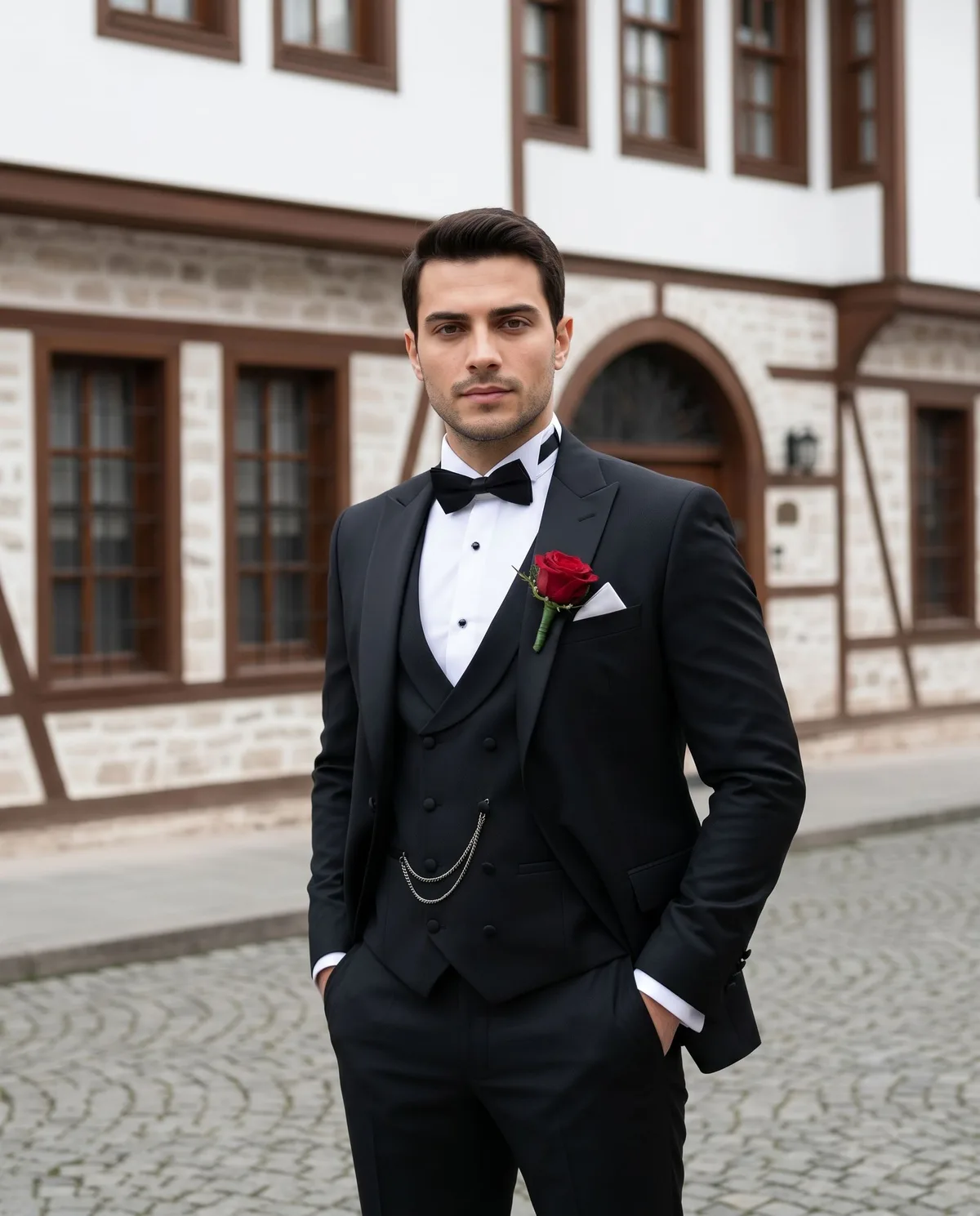 Black Wedding Suit — Bow Tie - 5