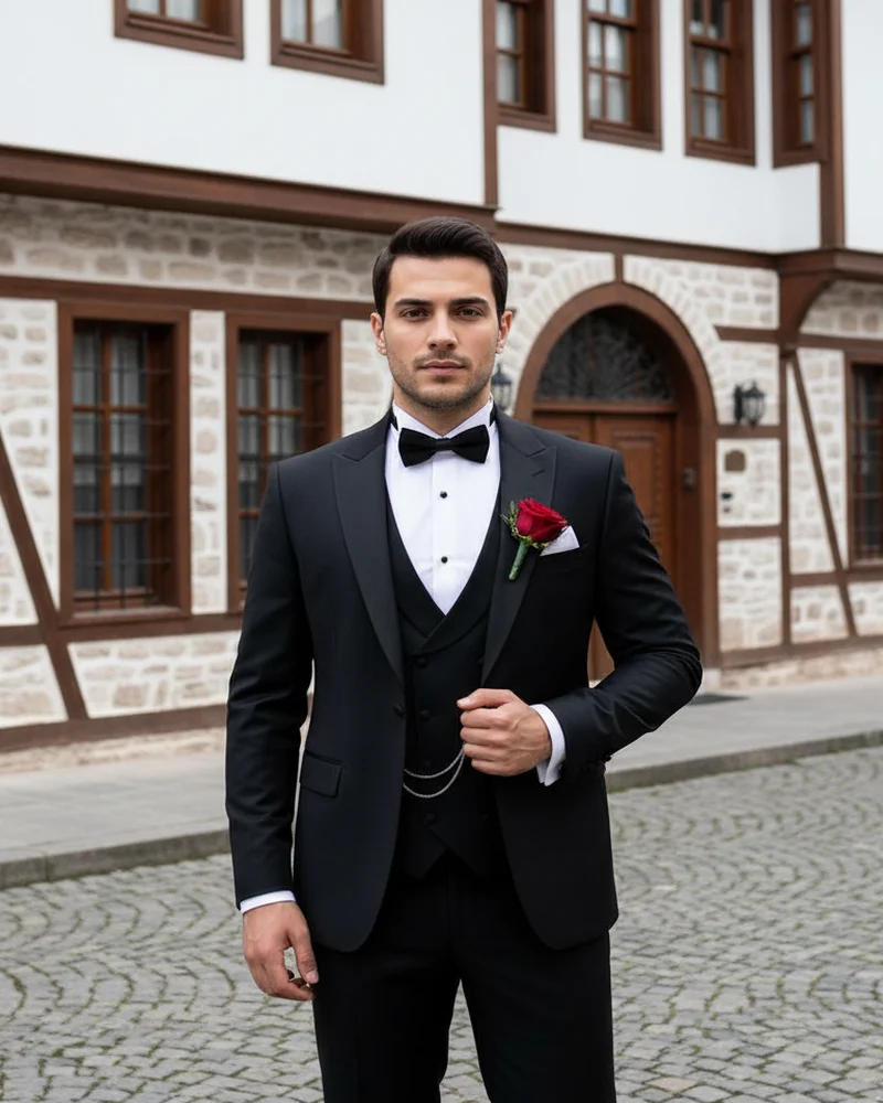 Black Wedding Suit Bow Tie - SAVAS
