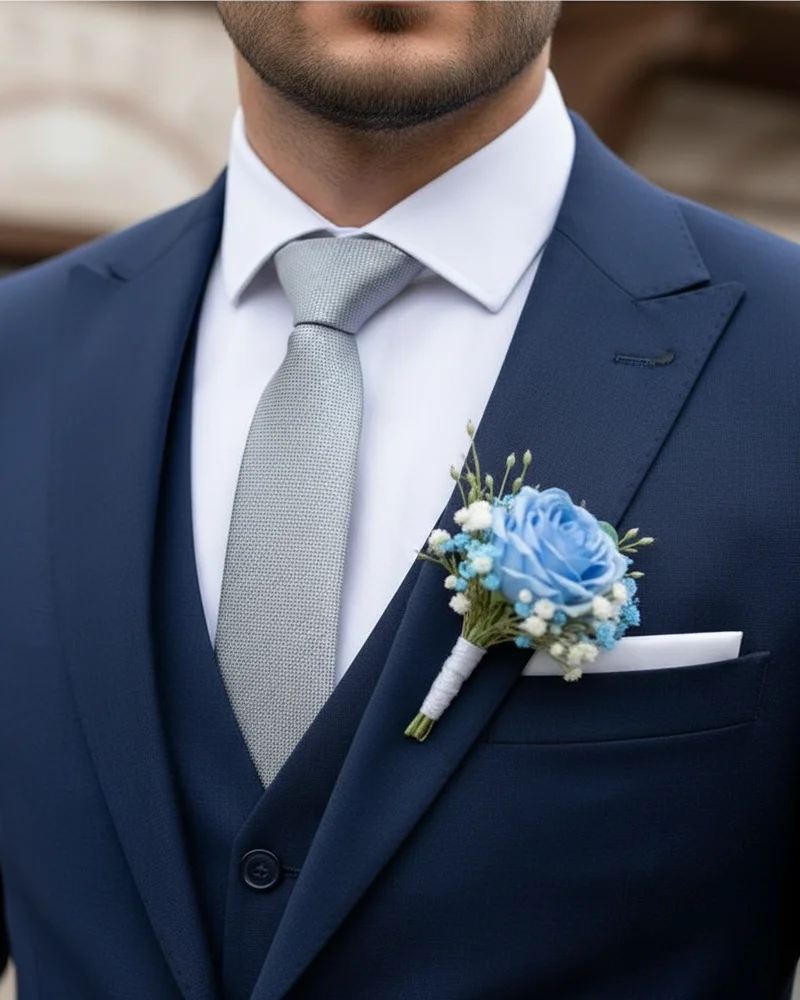 Navy Slim Fit Wedding Suit - 2