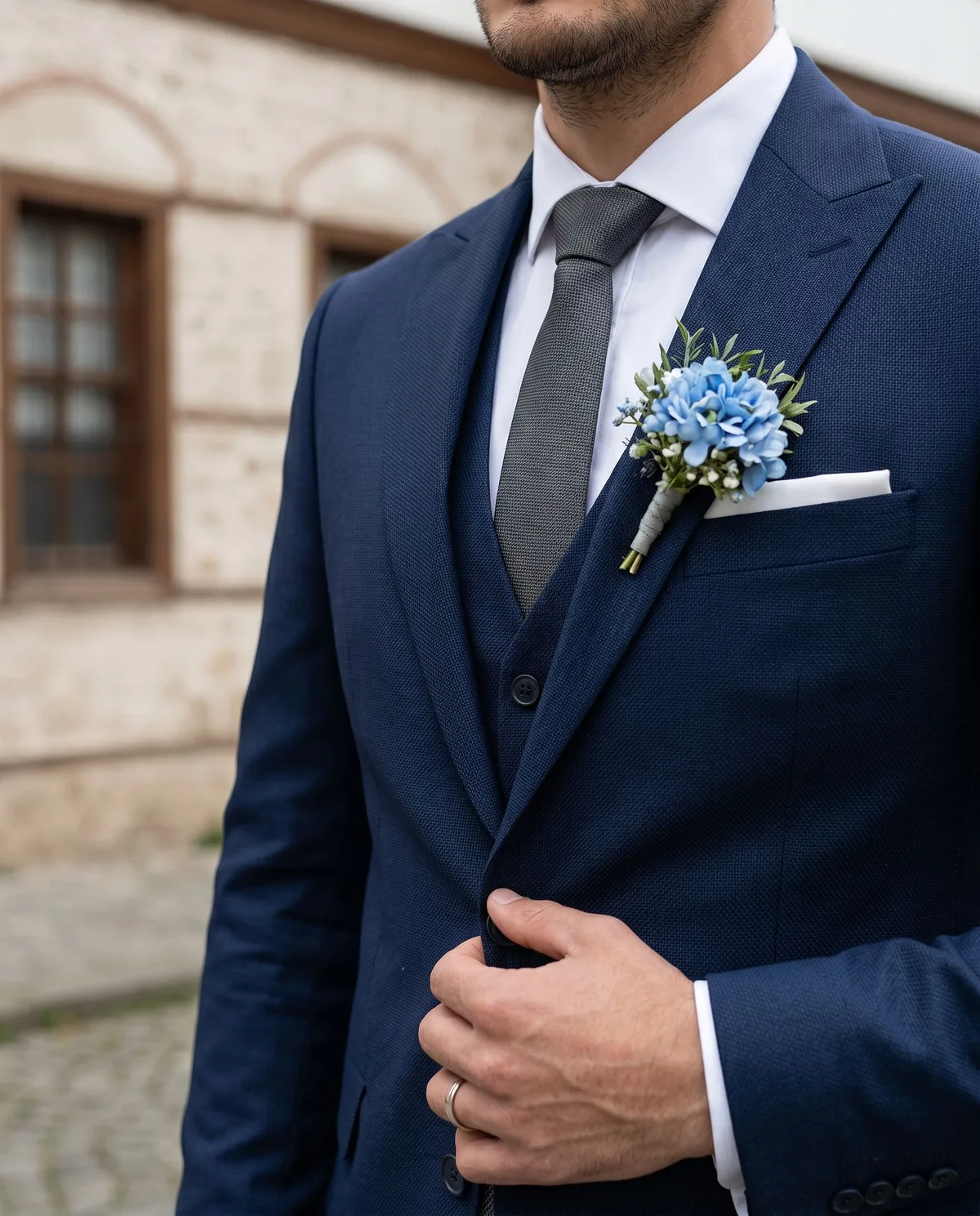 Navy Slim Fit Wedding Suit - 4
