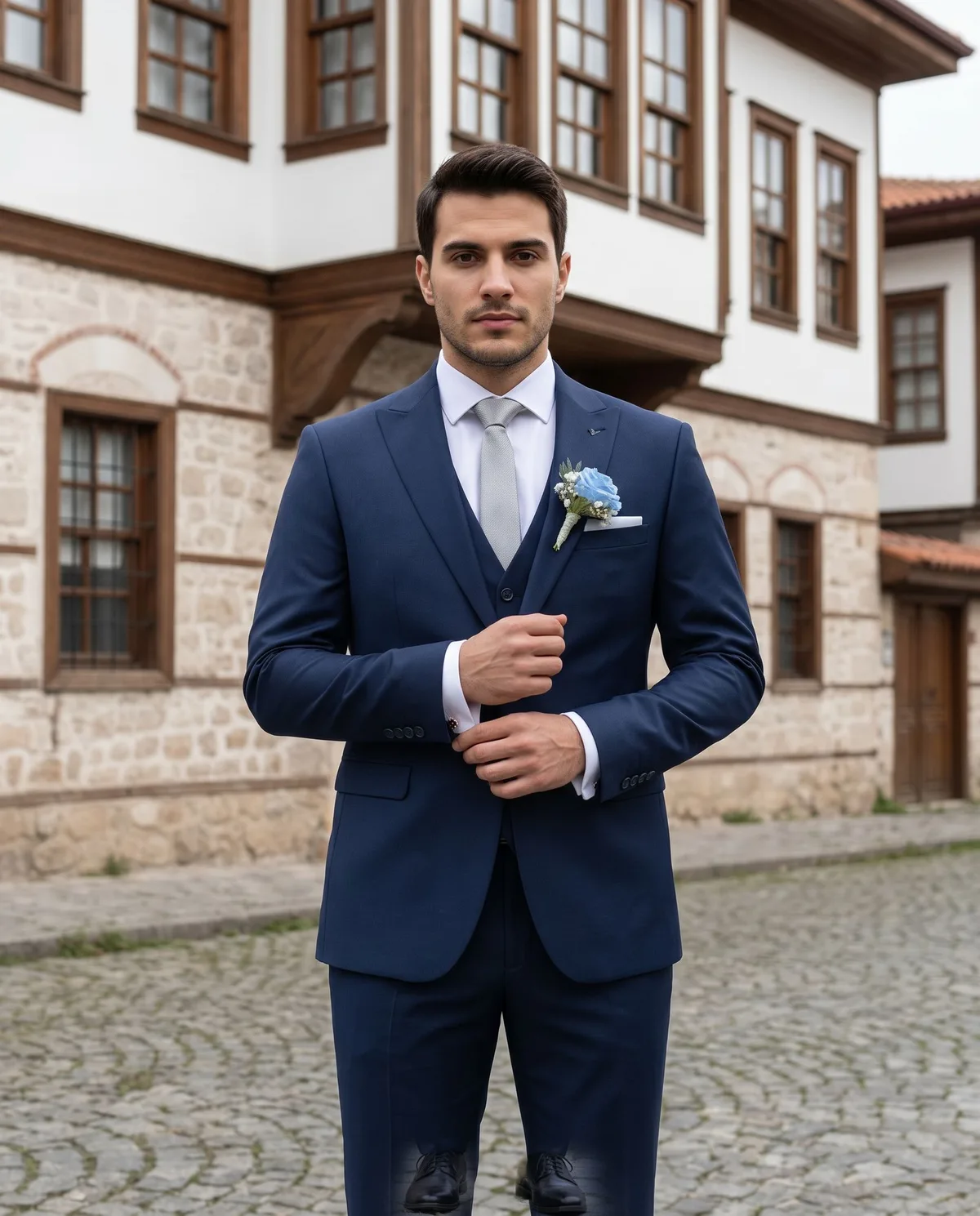 Navy Slim Fit Wedding Suit - 5