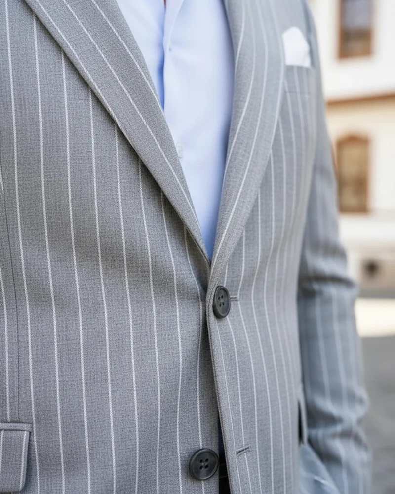 Light Grey Chalk Stripe Suit - 2