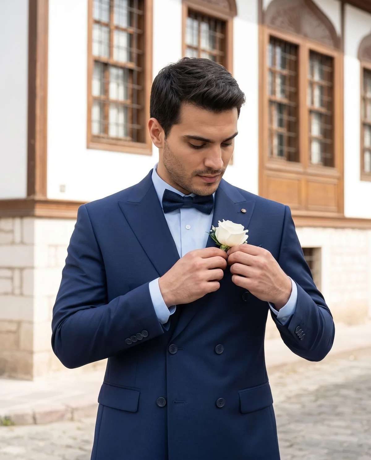 Navy Double-Breasted Wedding Suit - 3