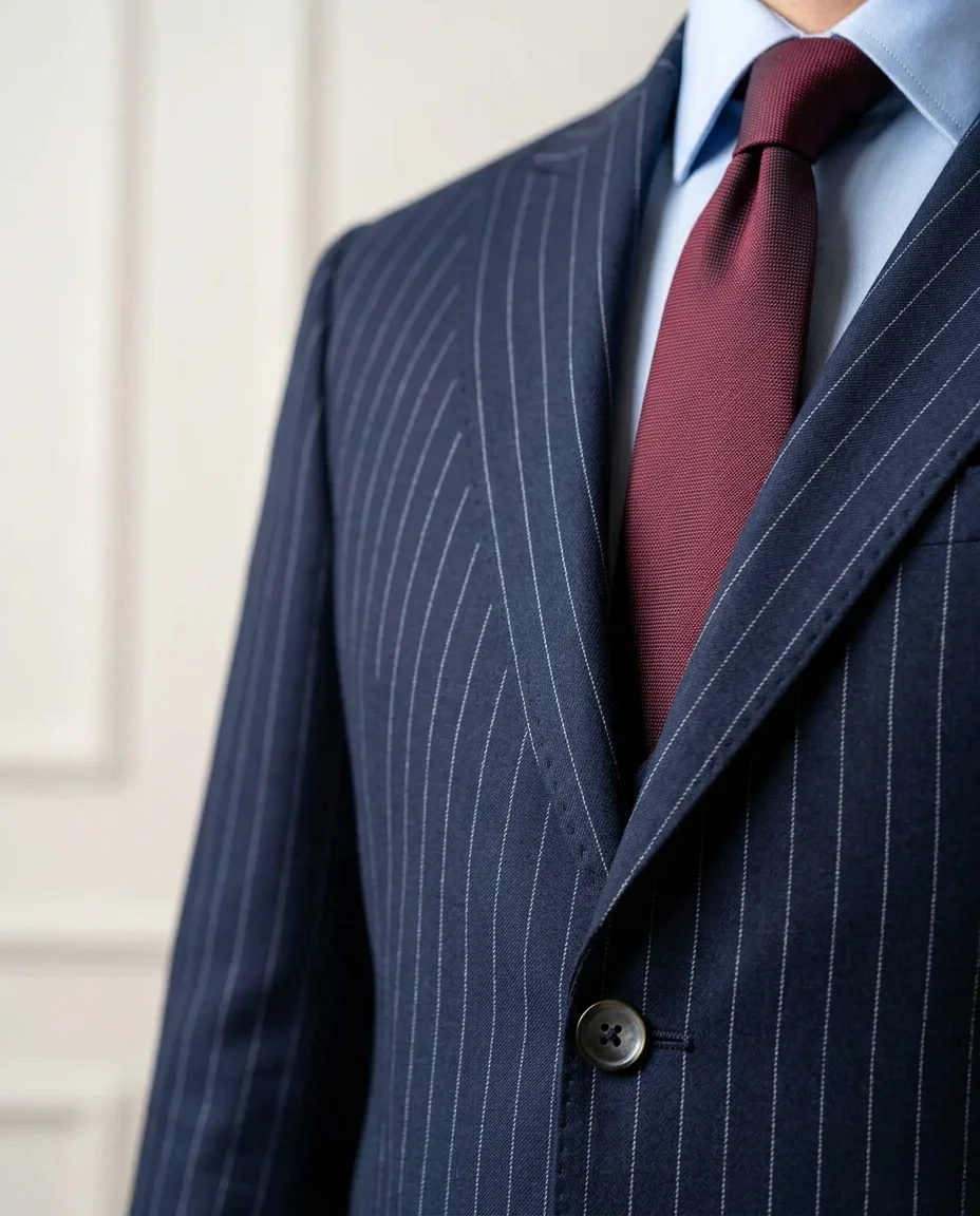 Navy Pinstripe Three-Piece Look - 2