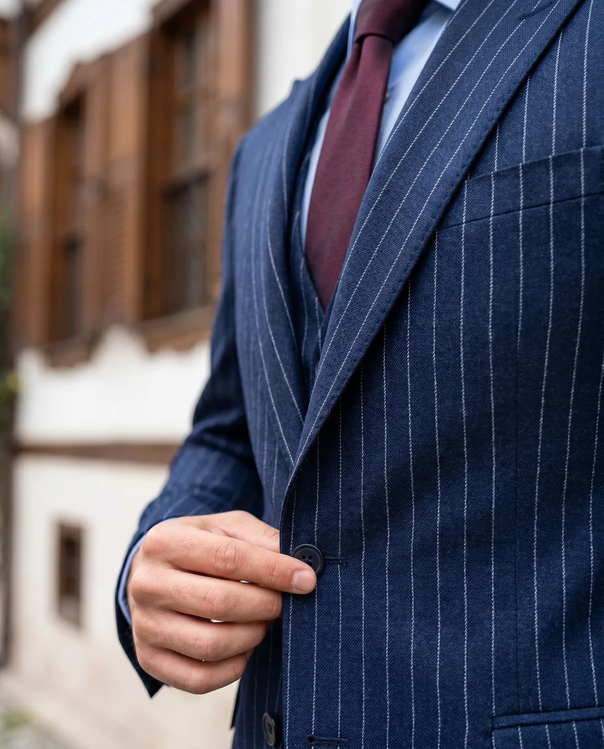 Navy Pinstripe Three-Piece Look - 4