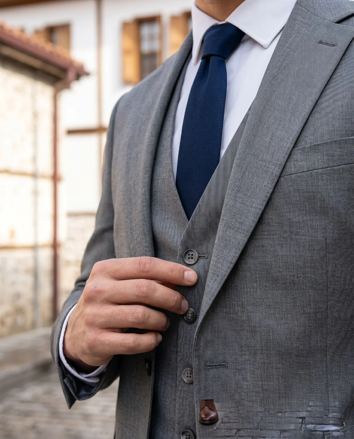Grey Suit + Waistcoat Look - 4