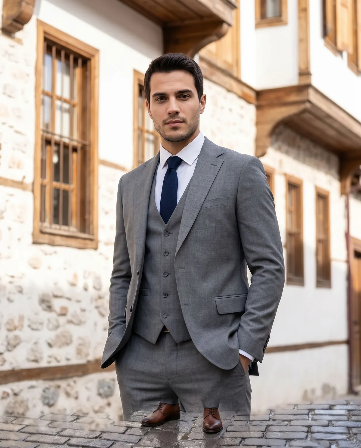 Grey Suit + Waistcoat Look - 5