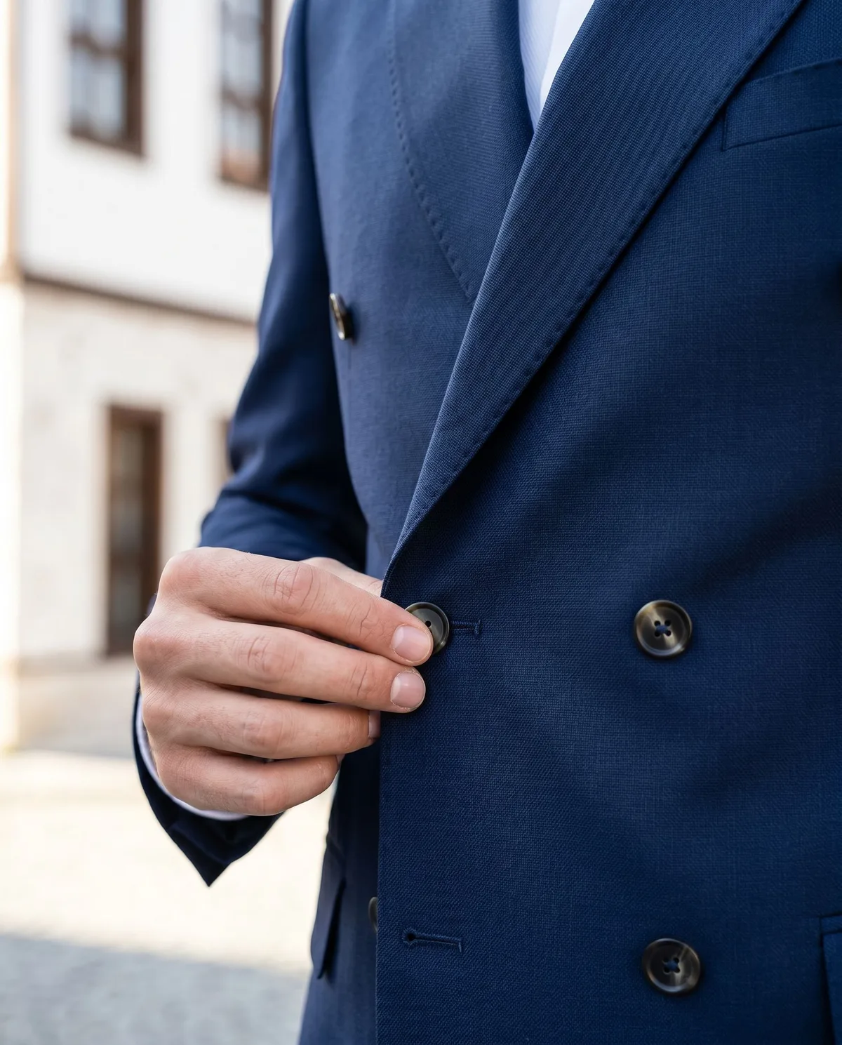 Navy Double-Breasted Wedding Suit Look - 4