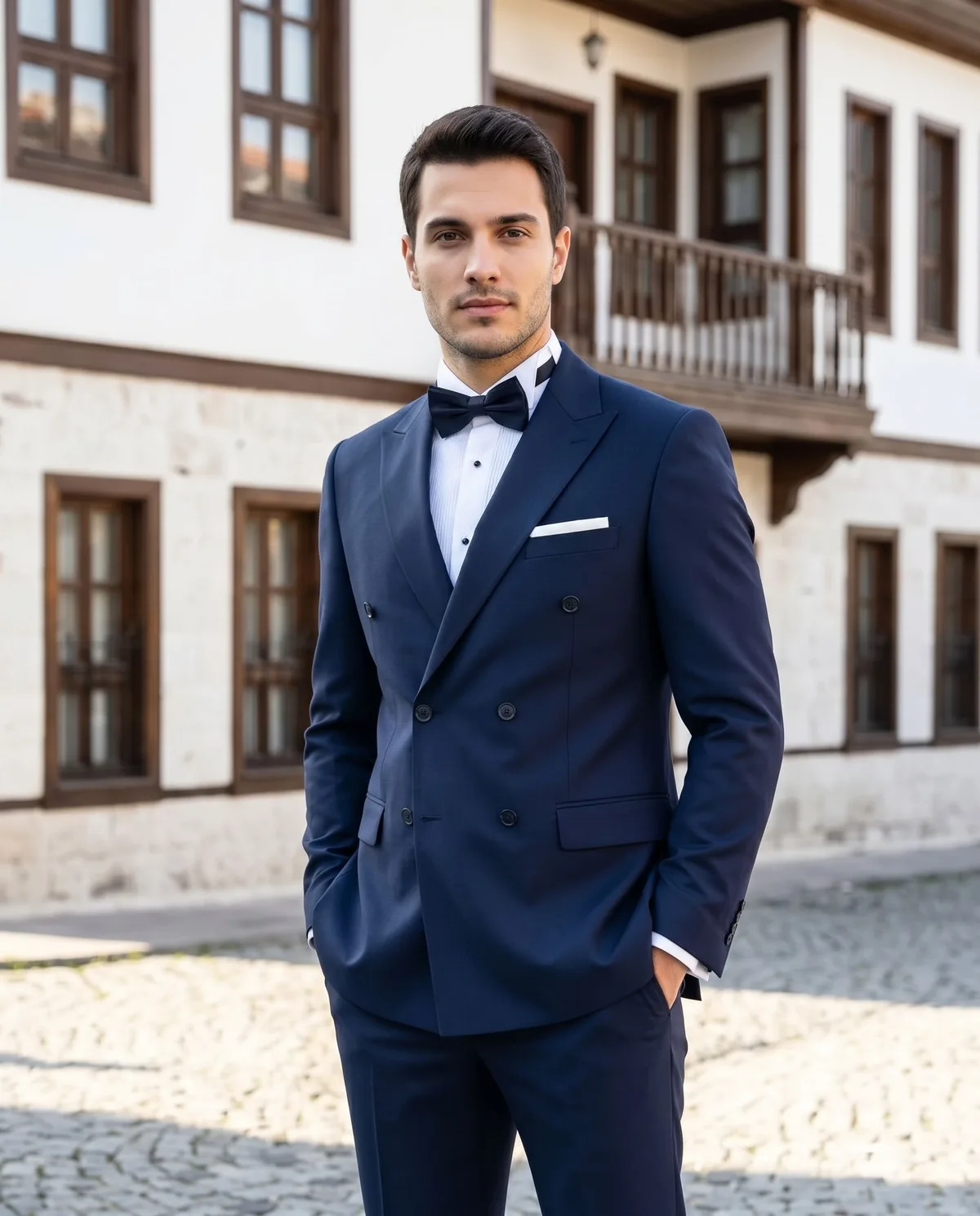 Navy Double-Breasted Wedding Suit Look - 5