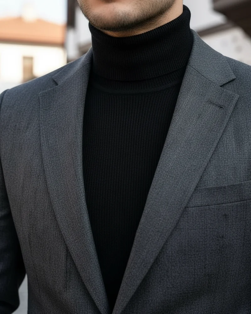 Charcoal Suit — Turtleneck Look - 2