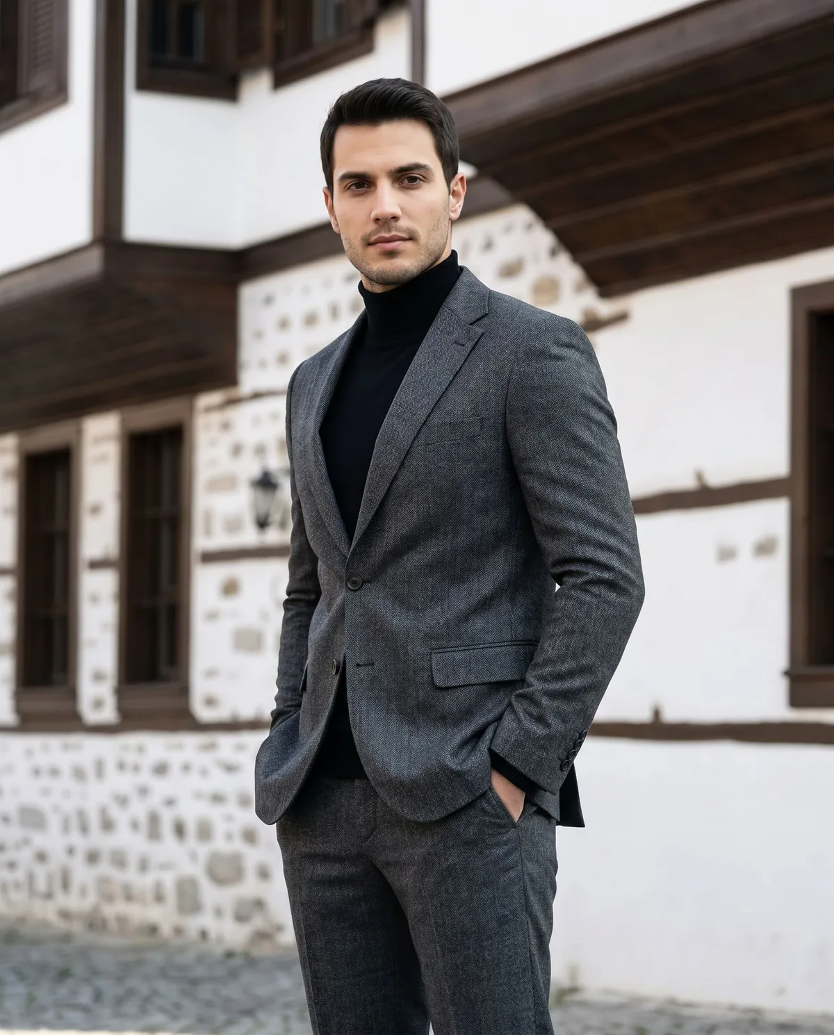 Charcoal Suit — Turtleneck Look - 5