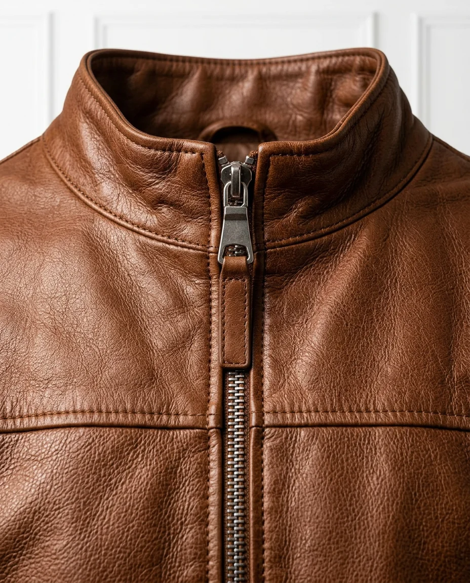 Brown Leather Jacket Look - 2