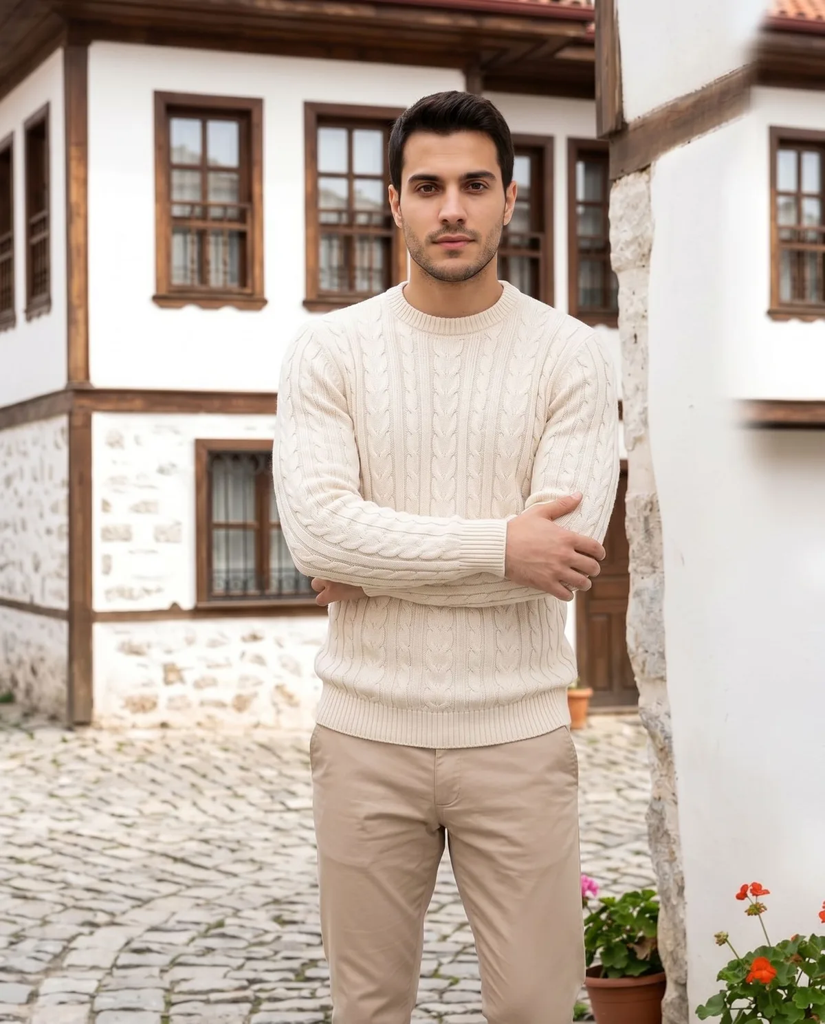 Cream Knit Sweater Look - 5