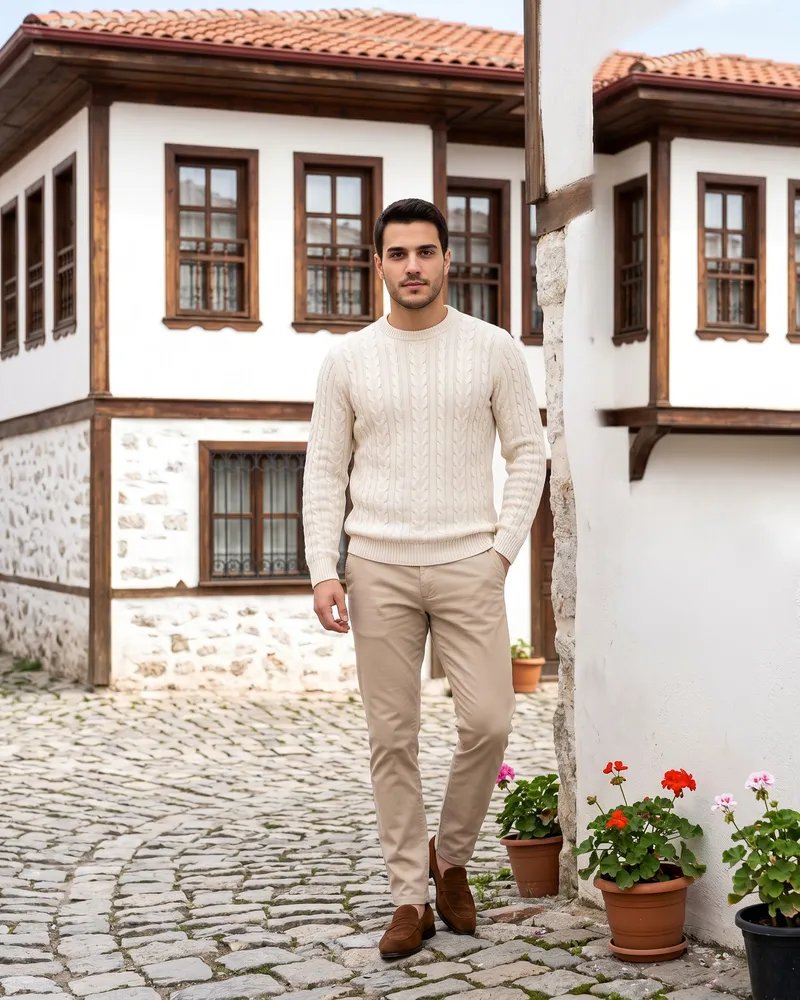 Cream Knit Sweater Look - SAVAS
