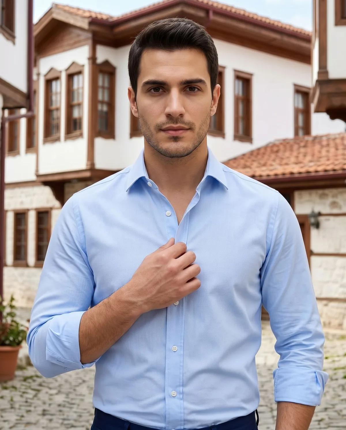 Blue Shirt + Trousers Look - 3