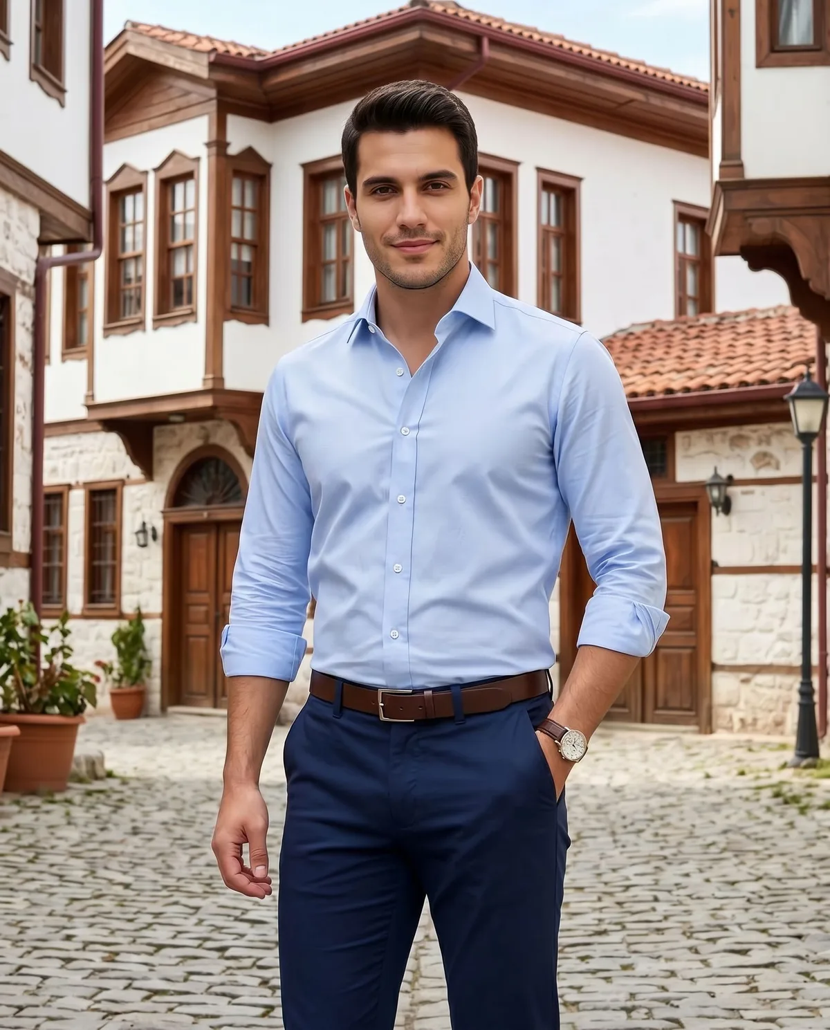 Blue Shirt + Trousers Look - 5