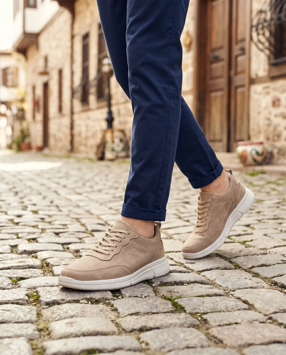 Beige Suede Sneakers - 3