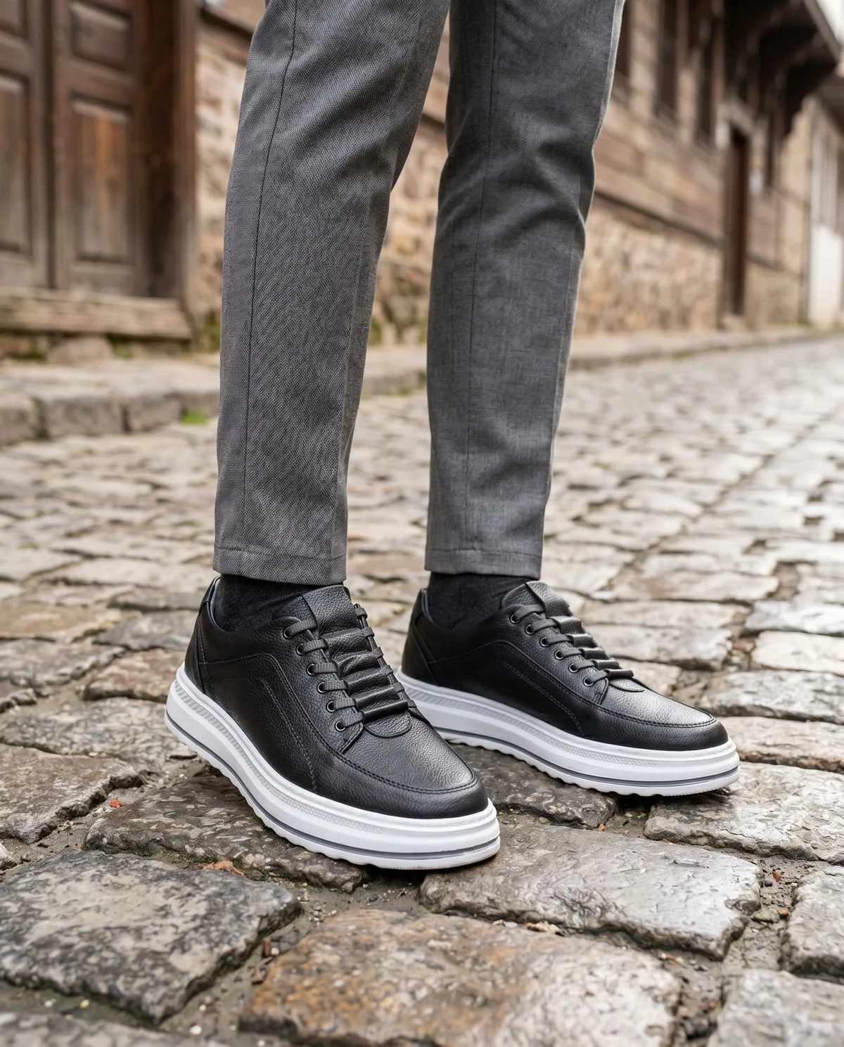 Black Leather Sneakers - 3