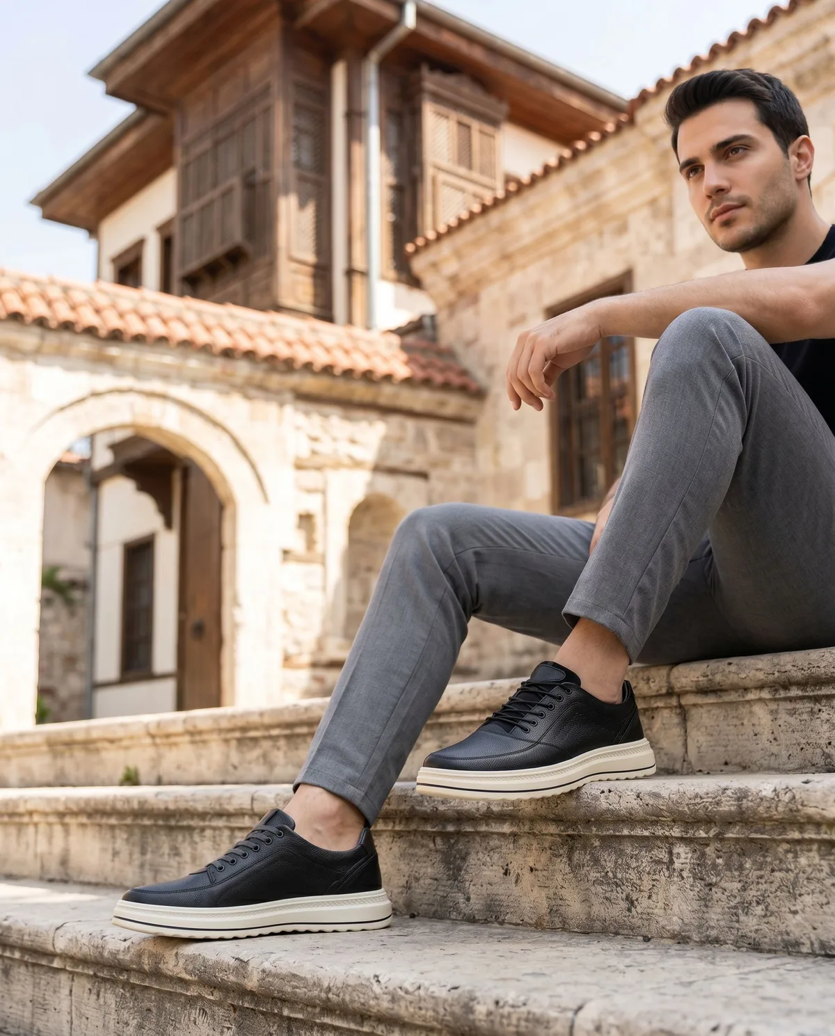 Black Leather Sneakers - 2