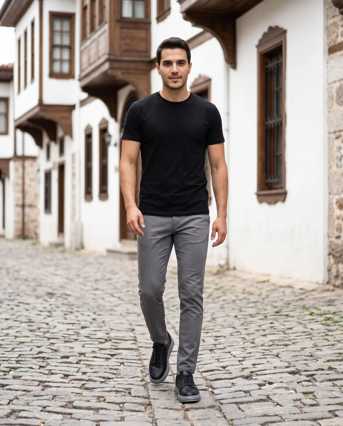 Black Leather Sneakers - SAVAS