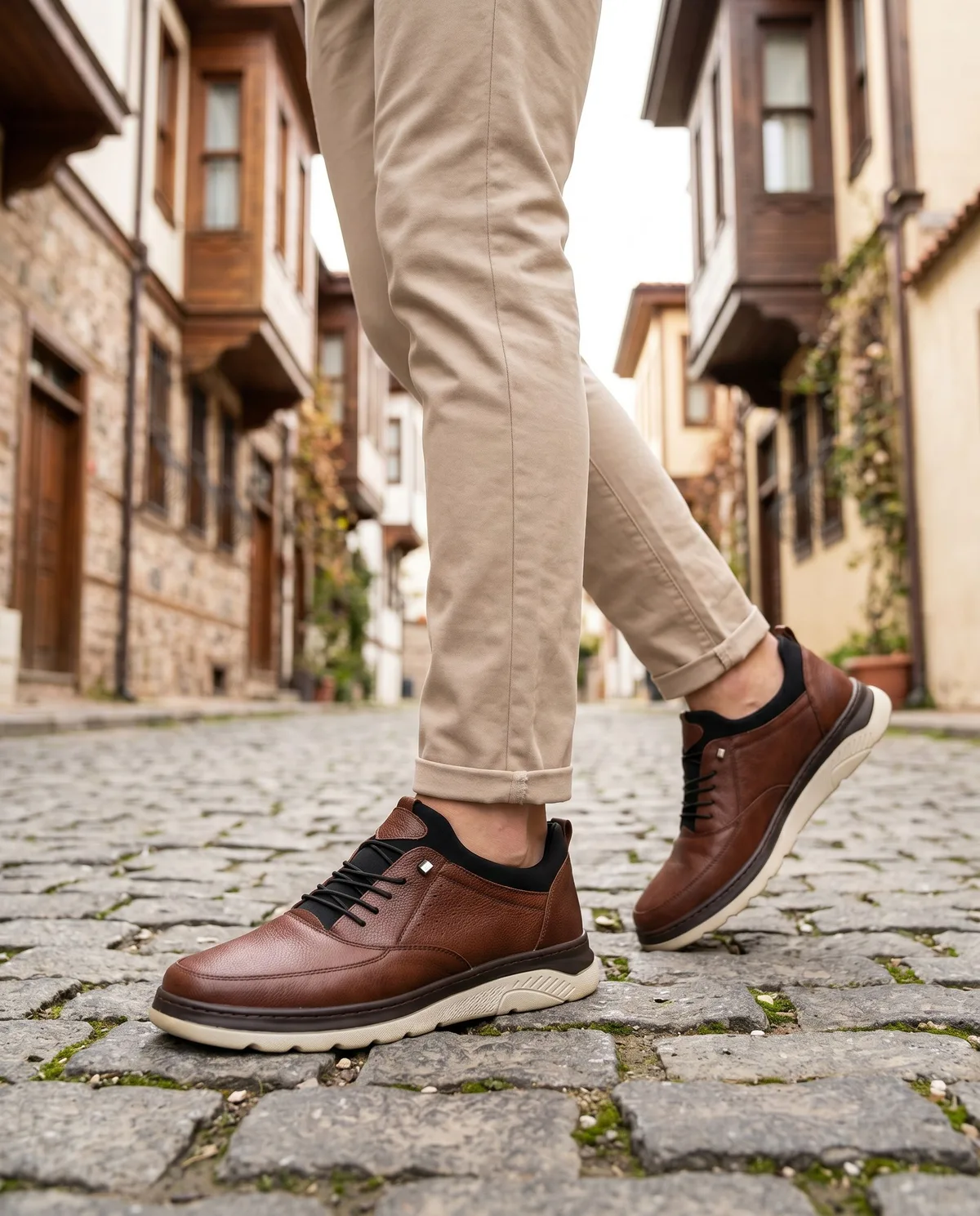 Brown Leather Sneakers - 3