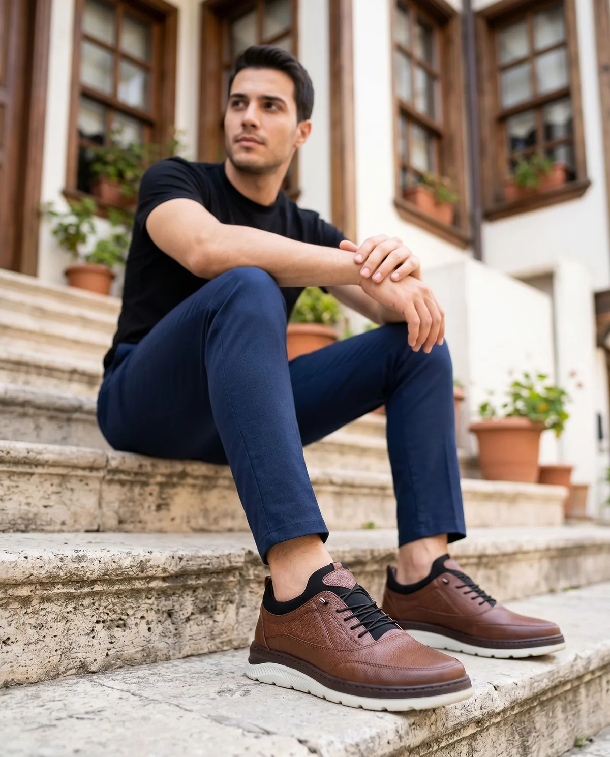 Brown Leather Sneakers - 2