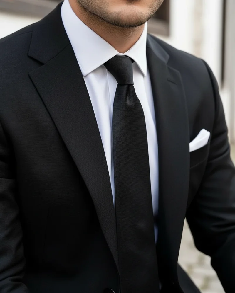 Black Slim Fit Suit — Black Tie - 2