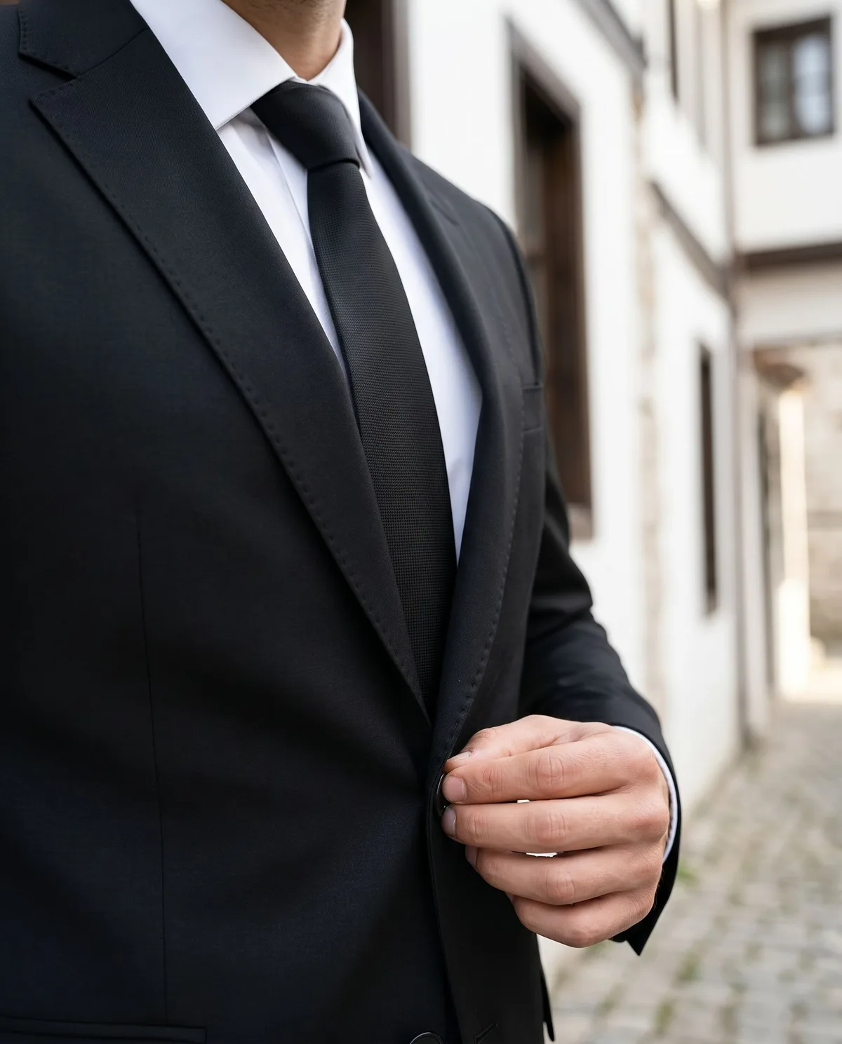 Black Slim Fit Suit — Black Tie - 4