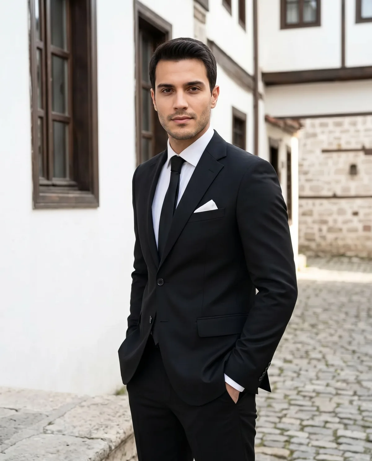 Black Slim Fit Suit — Black Tie - 5